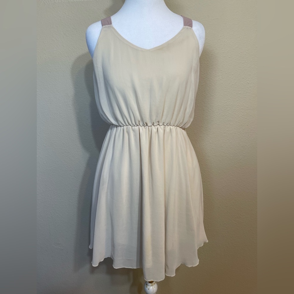 Paper Crane Cream Sleeveless Mini Dress
